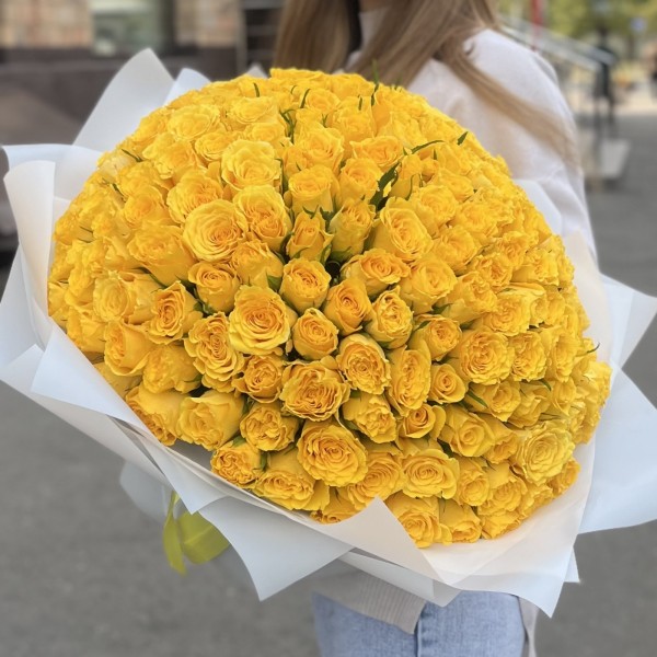 201 желтая роза 40 см