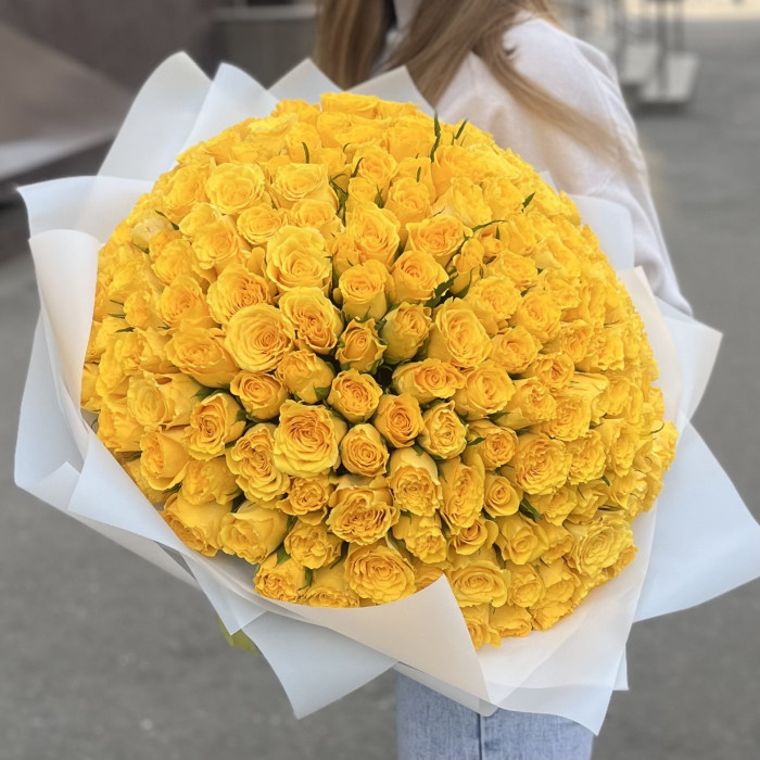201 желтая роза 40 см