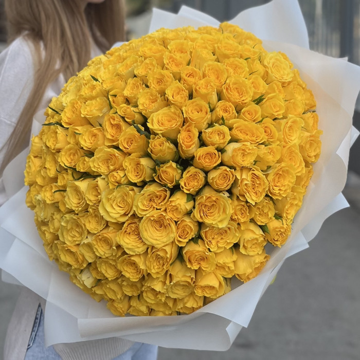 201 желтая роза 40 см