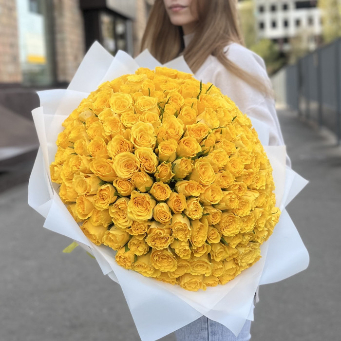 201 желтая роза 40 см