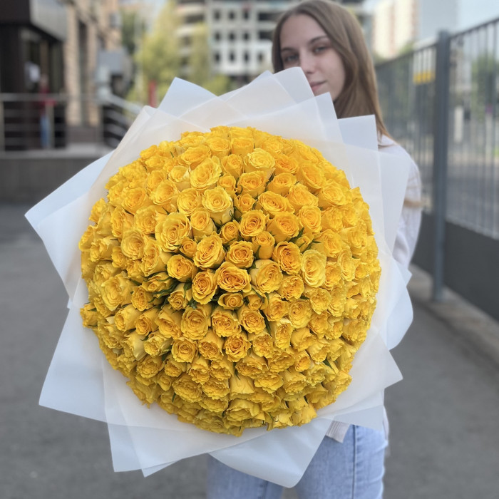 201 желтая роза 40 см