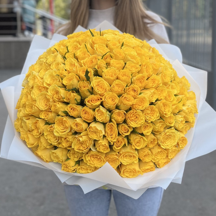 201 желтая роза 40 см