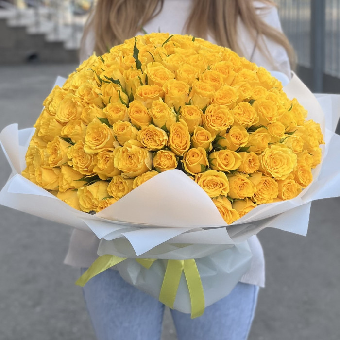 201 желтая роза 40 см