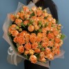 25 кустовых оранжевых роз Коралл Бабл 50 см