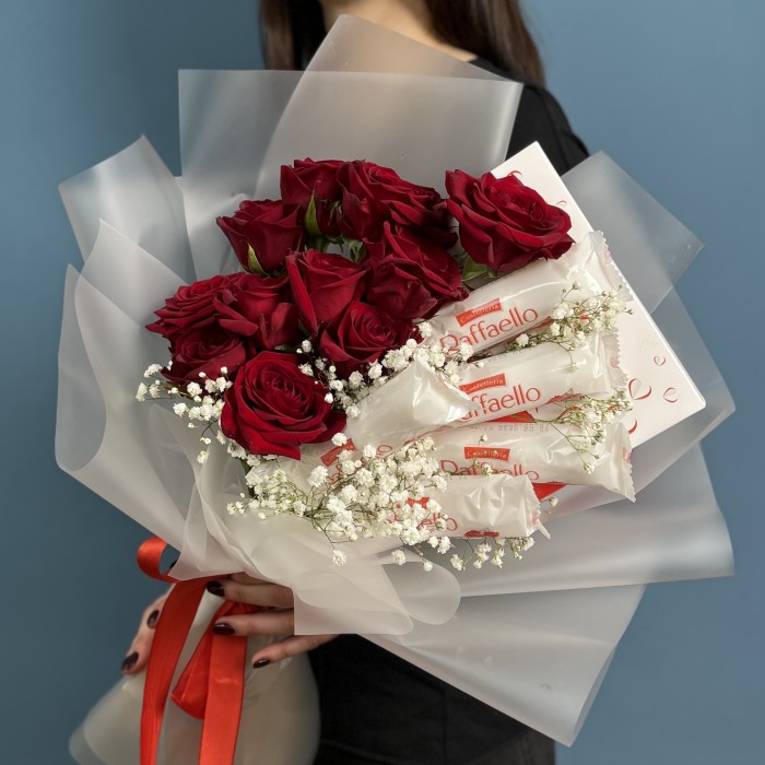 Букет с конфетами День всех влюбленных