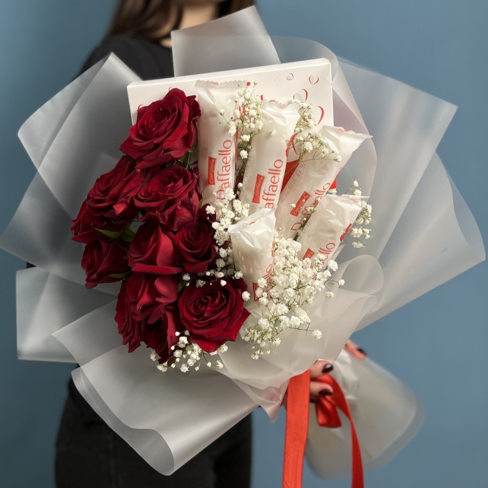 Букет с конфетами День всех влюбленных