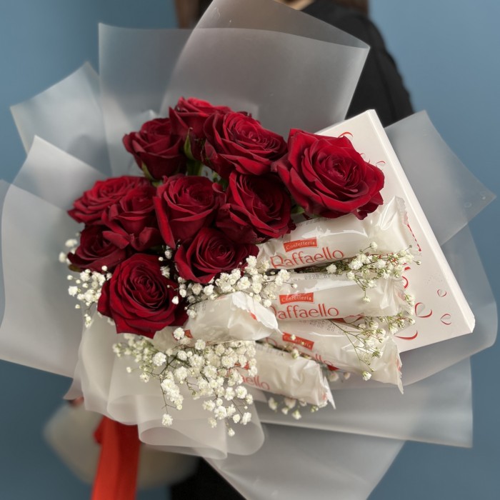 Букет с конфетами День всех влюбленных