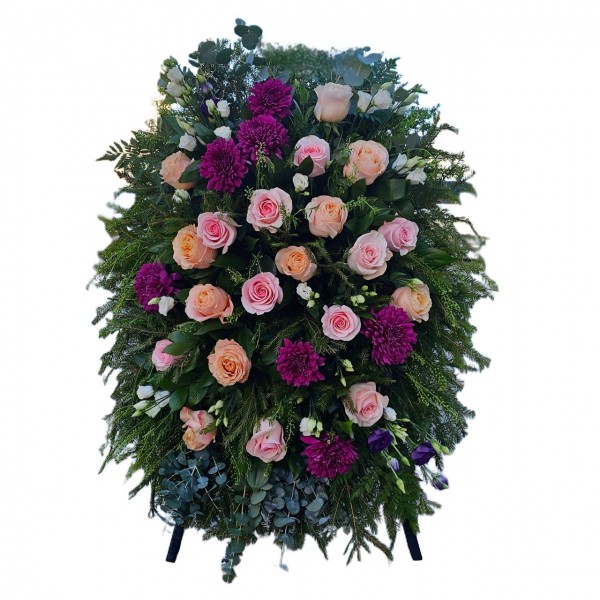 Траурный венок из живых цветов 130 см № 53