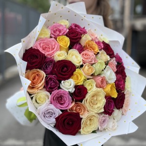 51 роза MIX 50 см