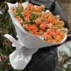 11 оранжевых кустовых пионовидных роз Коралл Бабл