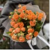 7 оранжевых кустовых пионовидных роз Коралл Бабл