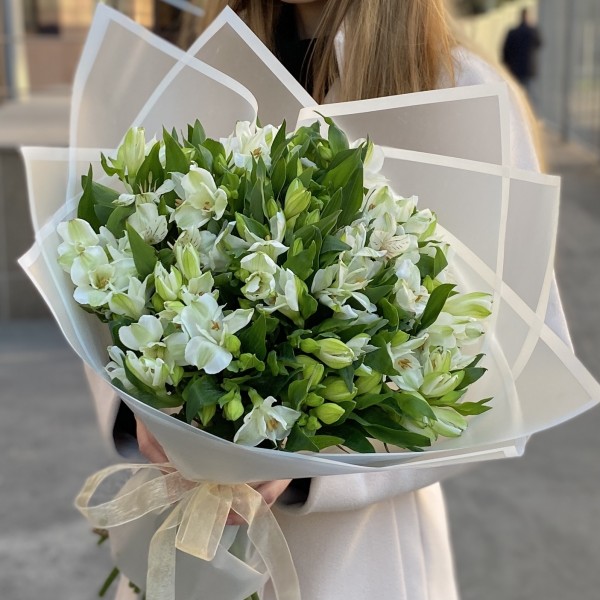 21 белая альстромерия