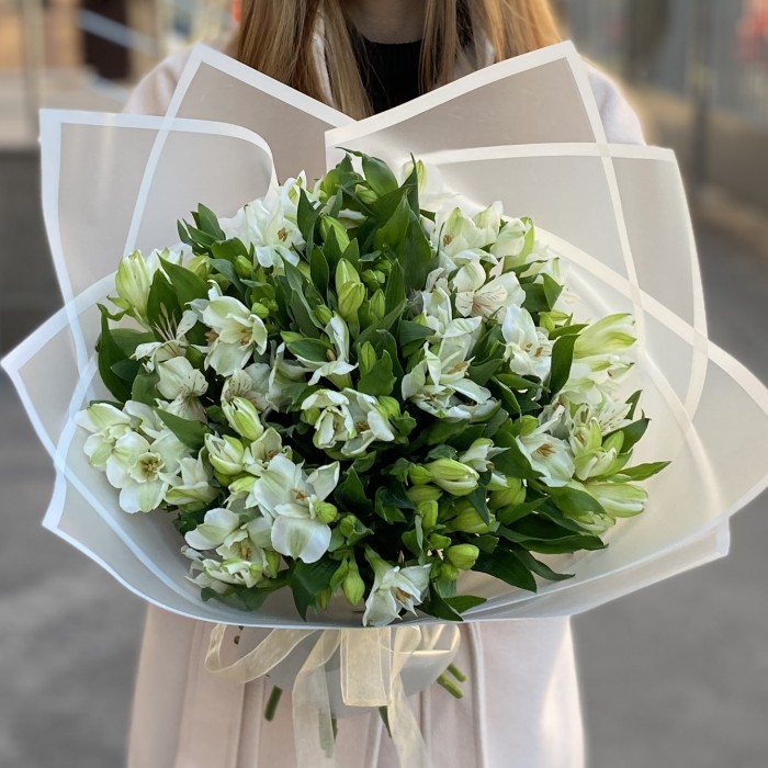 21 белая альстромерия