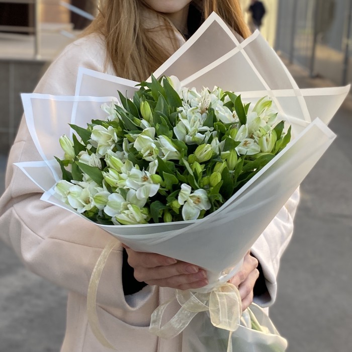 21 белая альстромерия