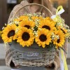 21 подсолнух с ромашкой в корзине