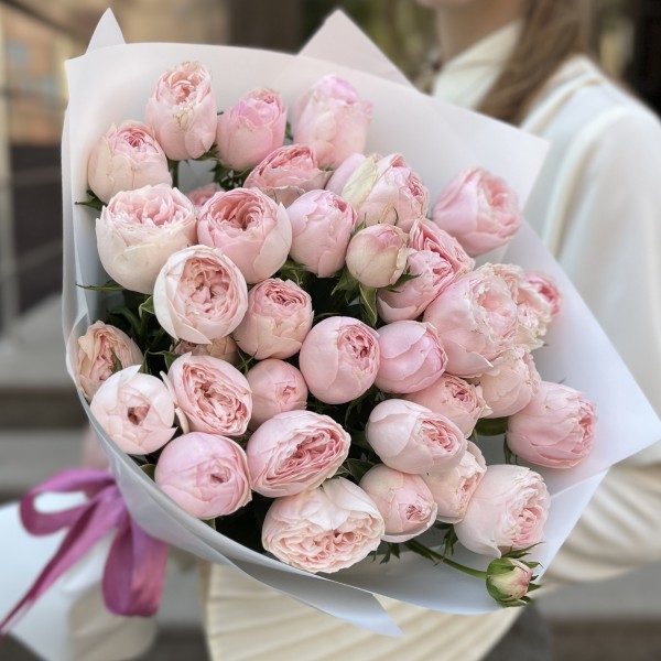 11 кустовых пионовидных роз Мансфилд Пинк Парк 50 см