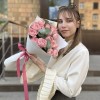 5 пионовидных персиковых роз Джульетта 50 см