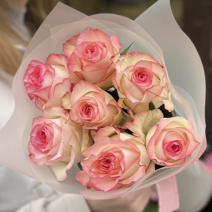 7 нежных роз Джумилия 50 см