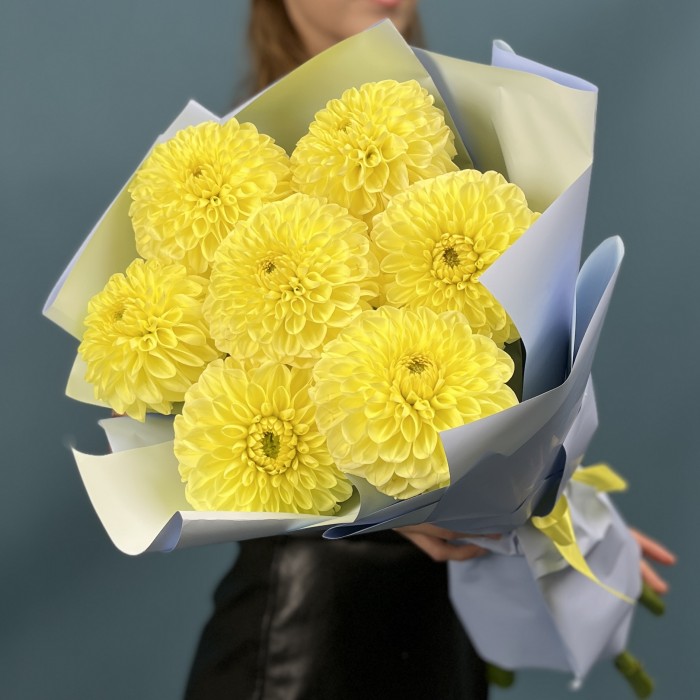 7 желтых георгин