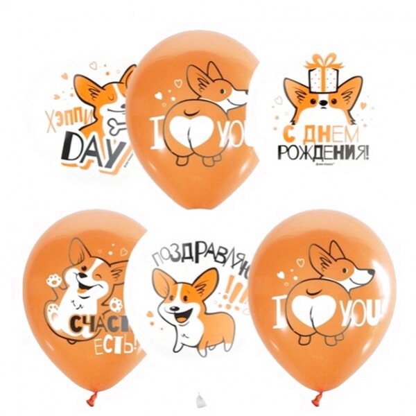 Облако воздушных шаров С днем рождения (корги)
