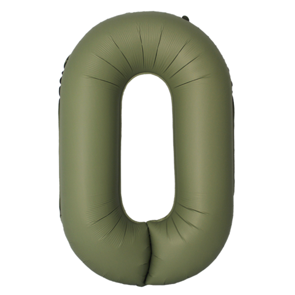 Оливковый Матовый фольгированный шар цифра 0