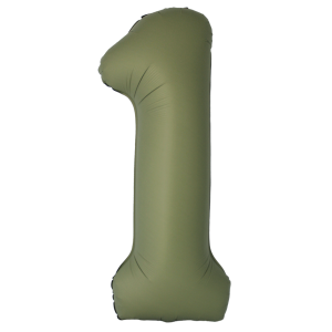 Оливковый Матовый фольгированный шар цифра 1