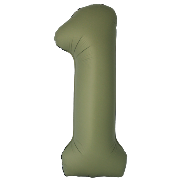Оливковый Матовый фольгированный шар цифра 1