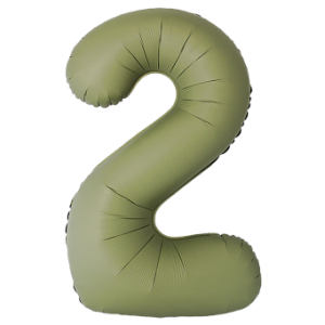 Оливковый Матовый фольгированный шар цифра 2