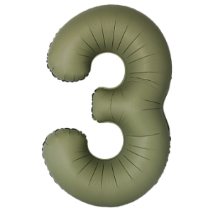 Оливковый Матовый фольгированный шар цифра 3