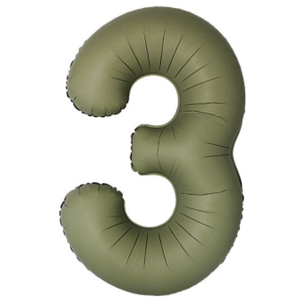 Оливковый Матовый фольгированный шар цифра 3