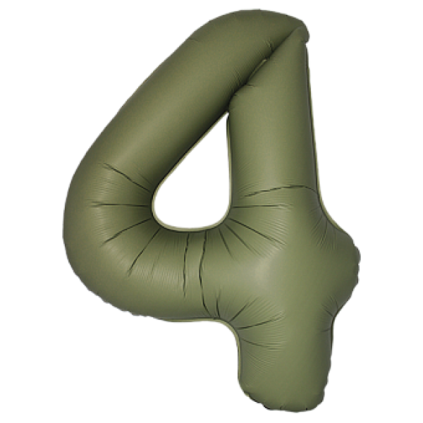Оливковый Матовый фольгированный шар цифра 4
