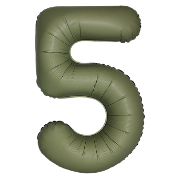 Оливковый Матовый фольгированный шар цифра 5