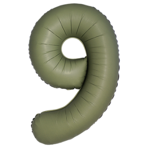 Оливковый Матовый фольгированный шар цифра 9