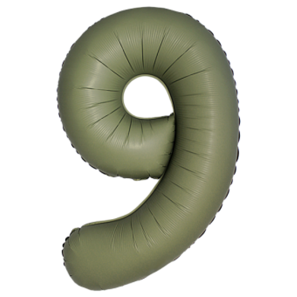 Оливковый Матовый фольгированный шар цифра 9