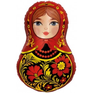 Шар фигура Матрешка золотая роспись