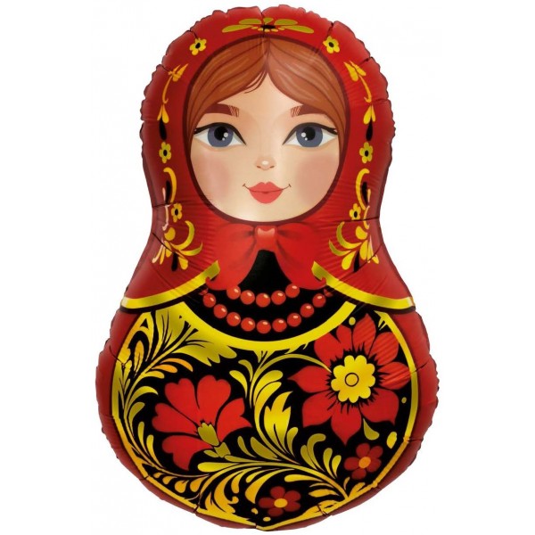 Шар фигура Матрешка золотая роспись