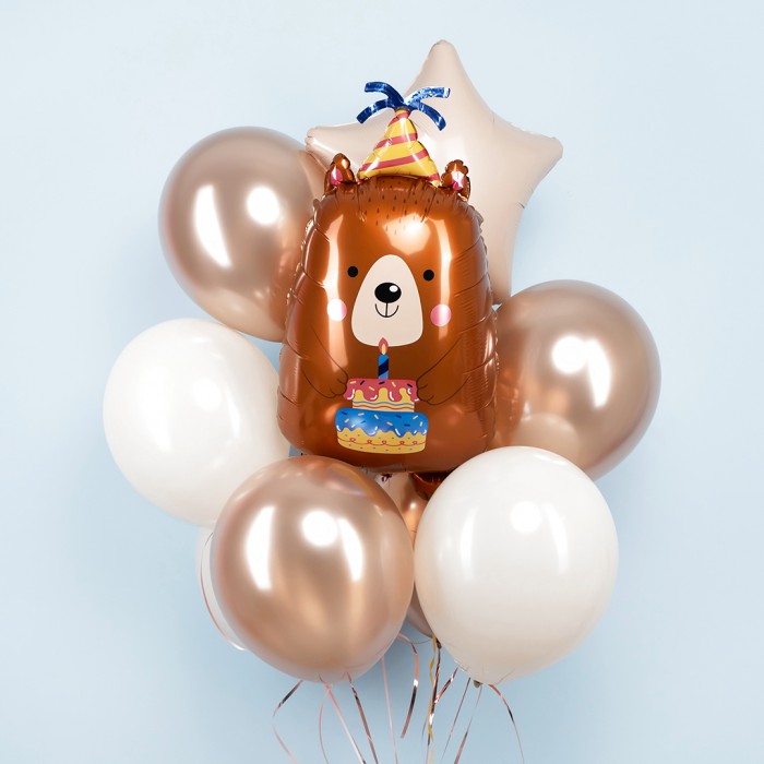 Шар фигура Мишка с тортом