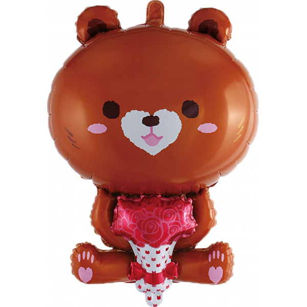 Шар фигура Мишка с букетом