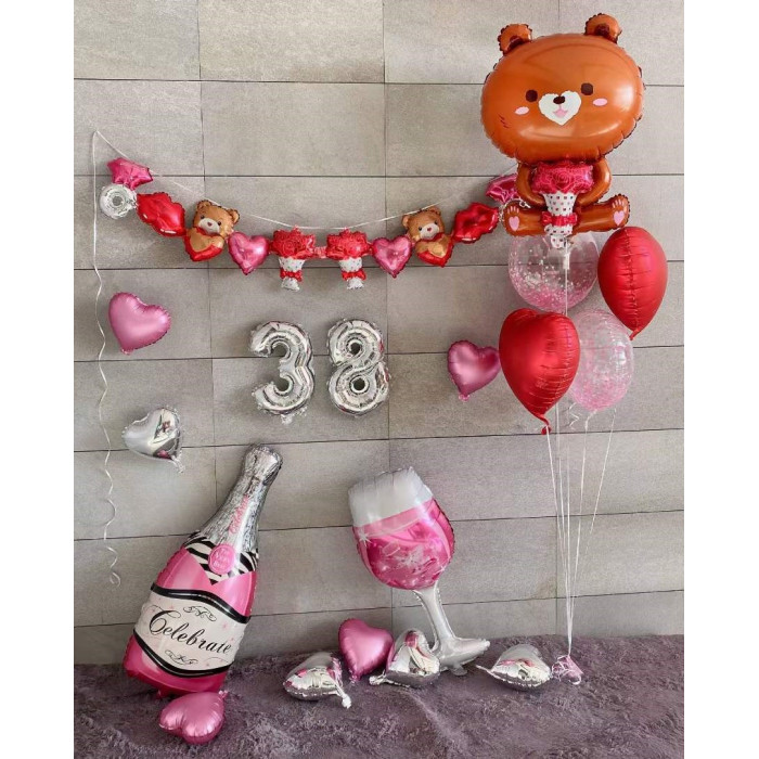 Шар фигура Мишка с букетом