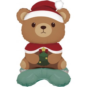 Шар фигура на подставке  Новогодний мишка (воздух)