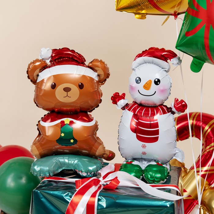 Шар фигура на подставке  Новогодний мишка (воздух)