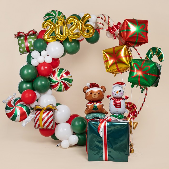 Шар фигура на подставке  Новогодний мишка (воздух)