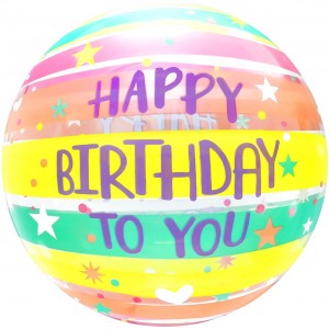 Шар круг Deco Bubble С Днем рождения (яркие полосы)