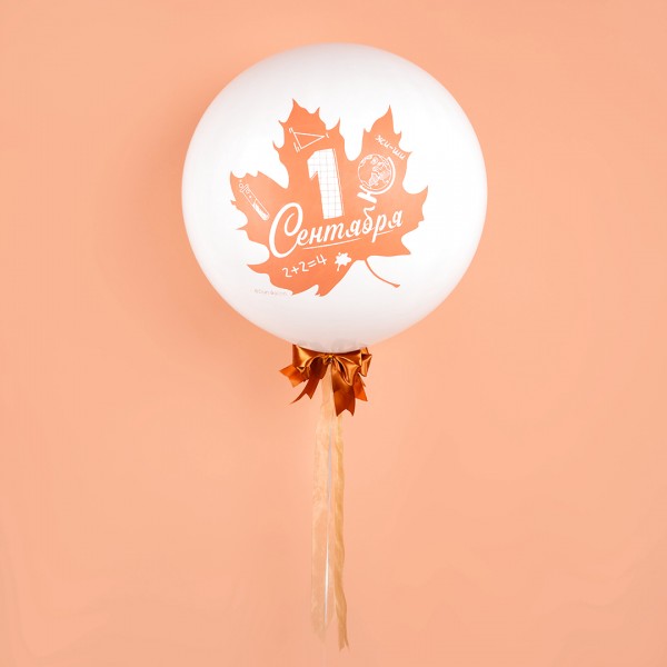 Воздушный шар латекс С 1 сентября (кленовый лист)