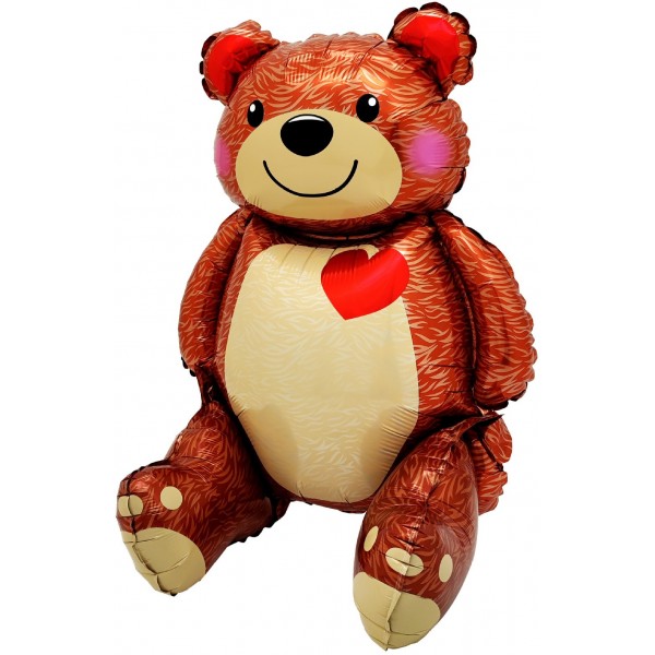 Шар фигура Сидячий мишка с сердцем (воздух)