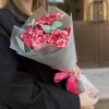 5 кустовых бело-малиновых роз Файрворкс 40 см