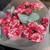 5 кустовых бело-малиновых роз Файрворкс 40 см