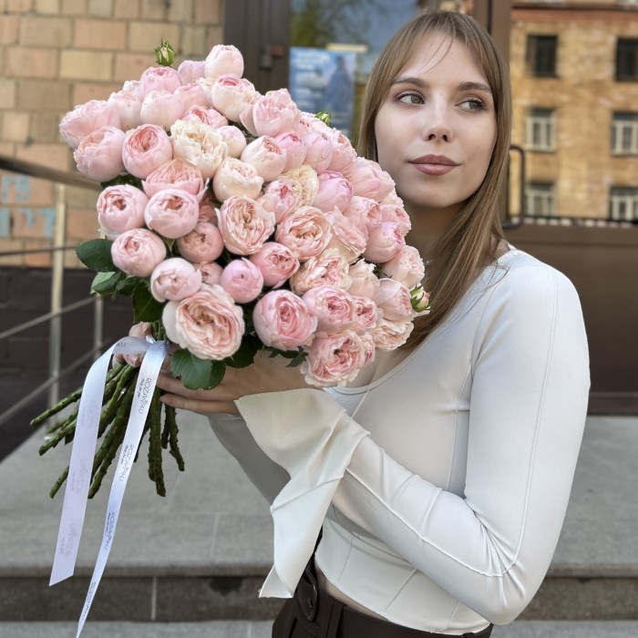 Кустовая пионовидная Роза Мансфилд Пинк Парк 50 см