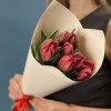 9 красных пионовидных тюльпанов Ред Принц