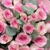 25 розовых роз Мандала 60 см с эвкалиптом